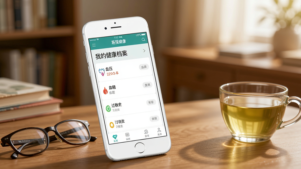 ����������һ���������С�ʩǿ������APP�İ�ɫ�����ֻ�����Ļ��ʾ���ҵĽ����������б�������Ѫѹ��Ѫ�ǡ�����ʷ����Ŀ���Ա߷����ϻ�����һ����裬��������ܰ���鷿��������ͣ����дʵ�����ʸɾ��޶���Ԫ��