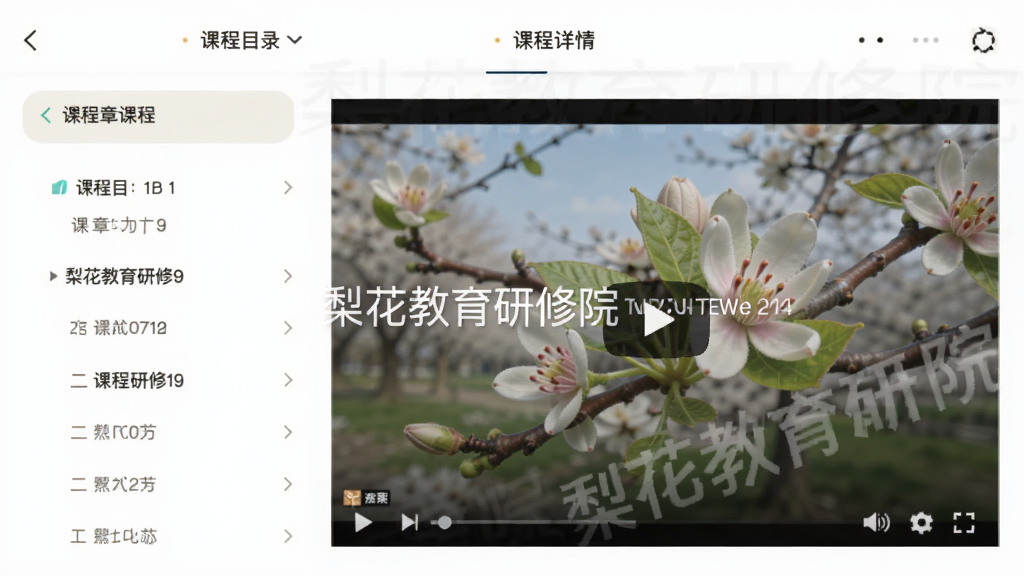 չʾ�滨��������ԺAPP�Ŀγ�����ҳ���棬�����ǿγ��½��б�������ǿγ�Ŀ¼���Ҳ�����Ƶ���������Ű�����������࣬ϸ�ڷḻ�����ʸɾ����޶���Ԫ�أ���������ʾ���滨��������Ժ��ˮӡ��