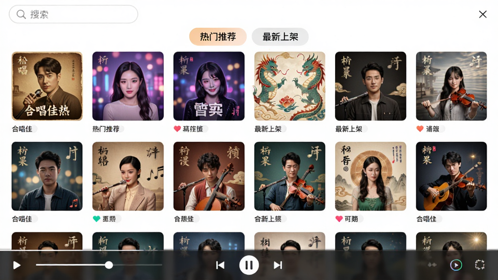 ���ϳ��ѡ�APP�ĸ���ѡ��ҳ�棬��Ļ�����ٲ�����ʽչʾ���Ÿ������棬��������죬�л��ɷ硢���з硢����ȣ�ҳ�涥�����������м��С������Ƽ����͡������ϼܡ��ı�ǩ�����ײ��ǲ��ſ����������岼�����룬ɫ�ʷḻ������������