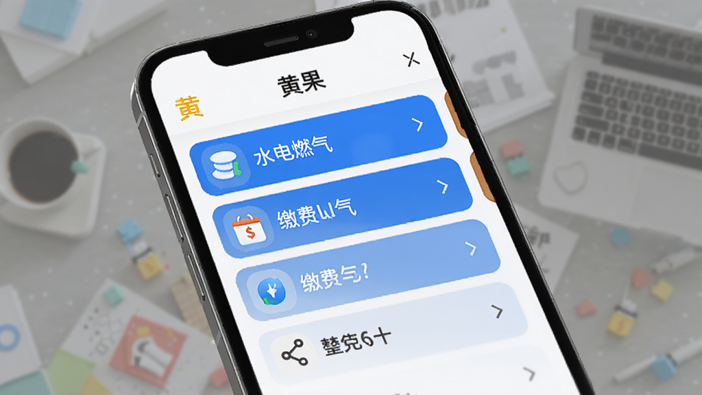 չʾ�ƹ�Ӧ��������ɷѹ��ܽ��棬�ֻ���Ļ����ʾˮ��ȼ���Ƚɷ�ѡ���б���ÿ��ѡ�����ж�Ӧ��Сͼ�꣬�����С��ƹ�����Ӧ�����������԰�ɫΪ�ף���ɫǿ��ɫ���������룬����Լ�ִ��������������޶���Ԫ��
