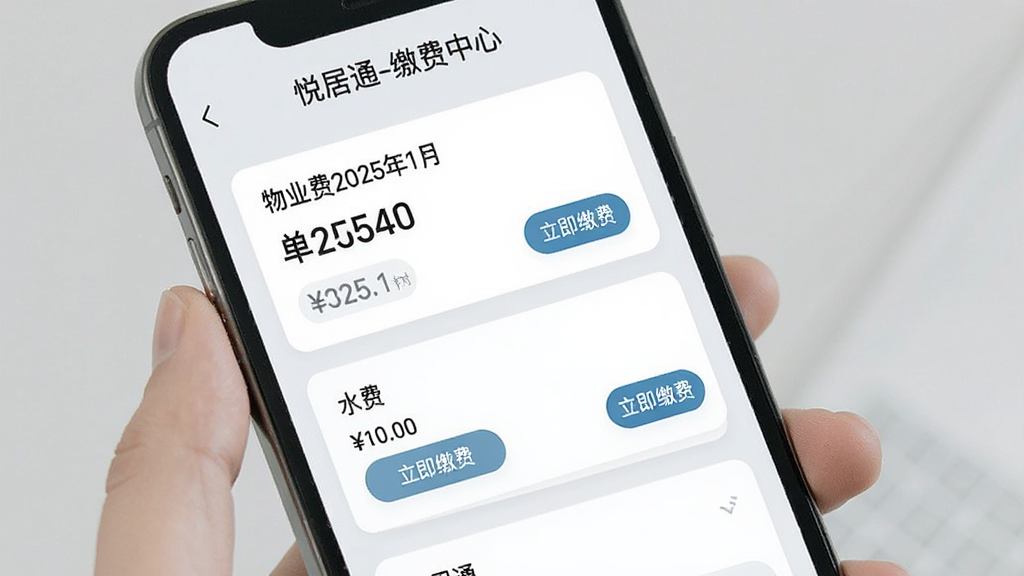 �ֻ���Ļ����ʾ�þ�ͨApp����ҵ�ɷ�ҳ�棬ҳ�涥��д�š��þ�ͨ-�ɷ����ġ����·��г�����ҵ��2025��1�¡��͡�ˮ�ѡ����˵���Ƭ��ÿ�ſ�Ƭ�϶��н��͡������ɷѡ���ť������Ϊǳ��ɫ����ƬΪ��ɫԲ����ƣ�����ƽ�ִ������ʸɾ��޶���Ԫ�ء�