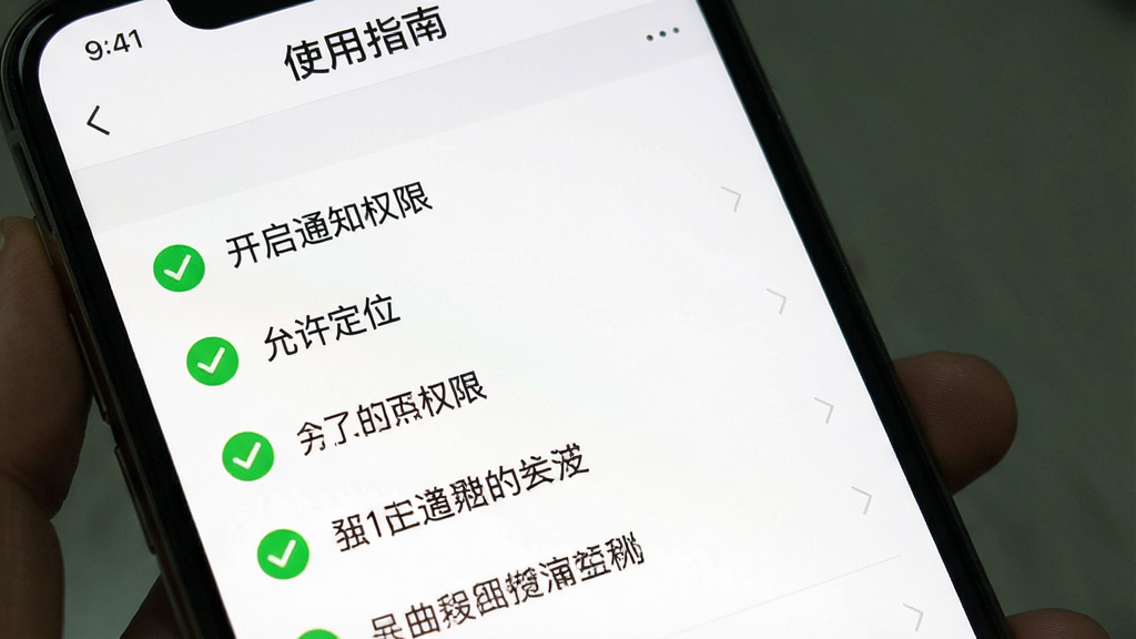 һ���ֻ���ͼչʾ�þ�ͨApp�ġ�ʹ��ָ�ϡ�ҳ�棬����д�Ÿ���ʹ��С��ʿ�����硰����֪ͨȨ�ޡ�����������λ���ȣ�ÿ��ǰ������ɫ�Թ�ͼ�꣬����Ϊ����ɫ�������Ű����룬����࣬���ʸɾ��޶���Ԫ�ء�