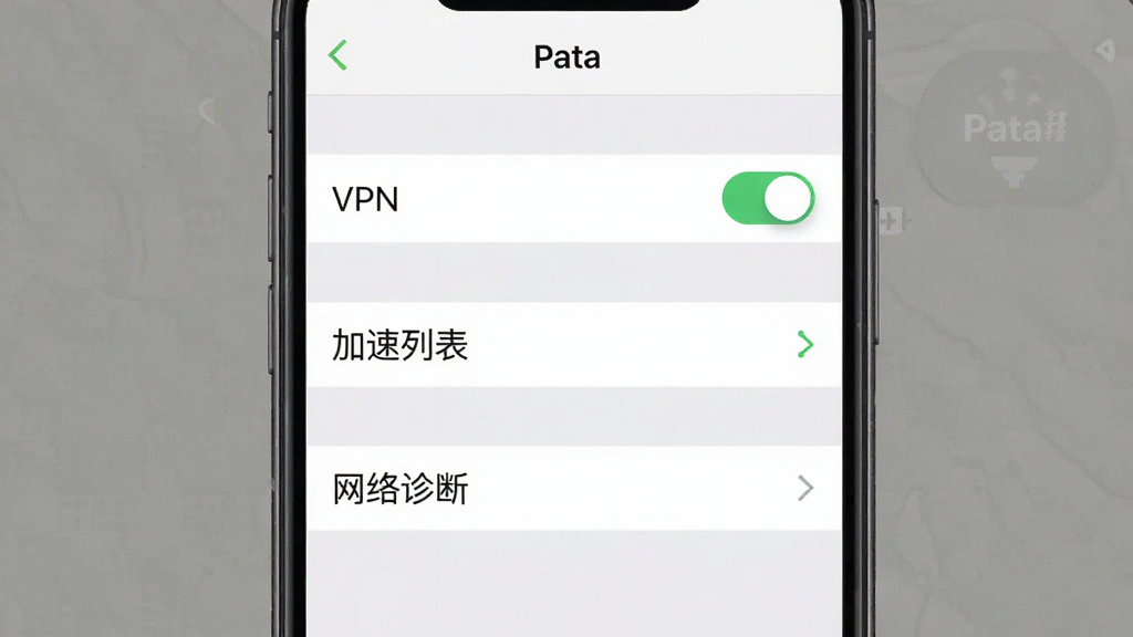 һ���ֻ�������ͼ����ʾ��Pata��Ӧ�õ����ý��棬�������С�VPN�����ء��������б�������������ϡ���ѡ�������ǳɫϵ��ϵͳ���÷�񣬶����С�Pata�������������Ű����룬�����׶������ʸɾ��޶���װ�Ρ�