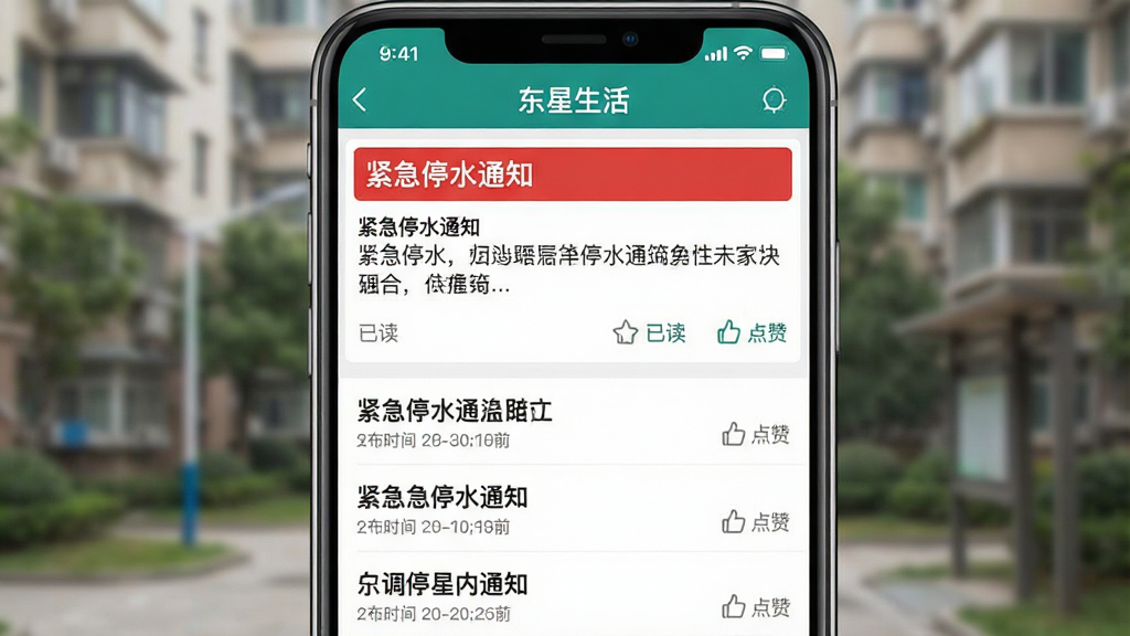 һ��չʾ���������APP�����������Ľ���ͼƬ����Ļ���ֳ����������֣��ϰ벿��չʾһ�����С�����ͣˮ֪ͨ����ɫ����Ĺ������飬�°벿��չʾ����������б�����������ͷ���ʱ�䡣�����������ˣ��ڹ�������ҳ�С��Ѷ����͡����ޡ���Сͼ�꣬���������������黯��