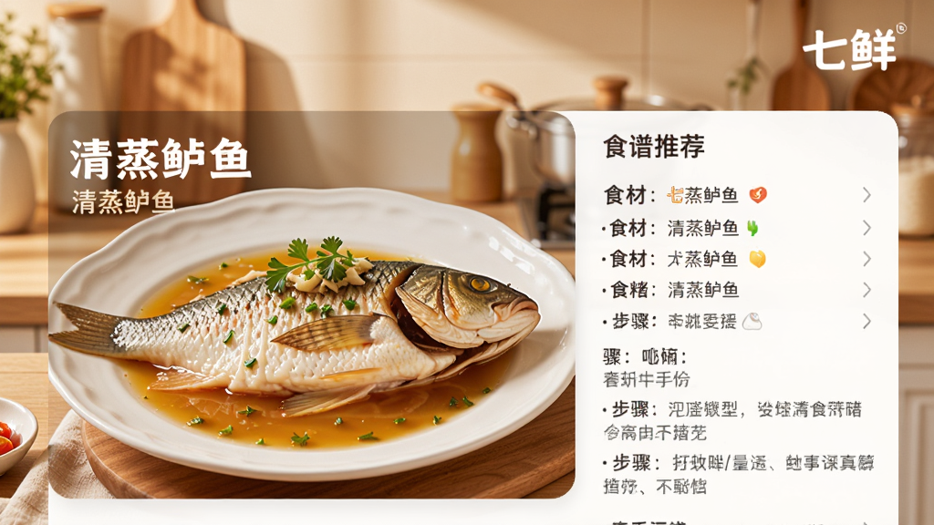 ����App��ʳ���Ƽ�ҳ�棬�ֻ���Ļչʾһ�����������㡱�Ĳ�Ʒ��ͼ���Ա�����ϸ��ʳ���嵥�Ͳ���˵�������Ͻ��С����ʡ�Logo����������ů�ĳ���ɫ���������ܰʵ�ã��Ű����������ʸɾ��޶���Ԫ�ء�