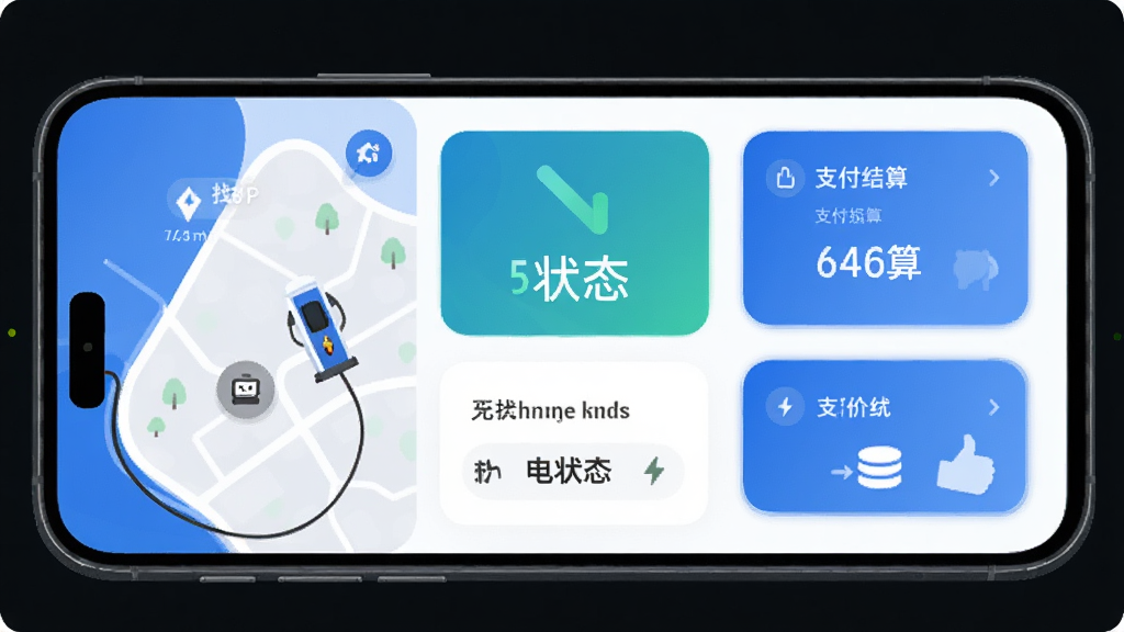 һ��չʾ�µ�;APP���Ĺ��ܵ��ֻ�����ͼ���ֻ���Ļ���е�ͼ��׮�����״̬��֧�������ģ�飬����ִ���࣬����ɫ�Ͱ�ɫΪ��ɫ����ϸ��Բ�󣬻��ʸɾ��޶���Ԫ�ء�