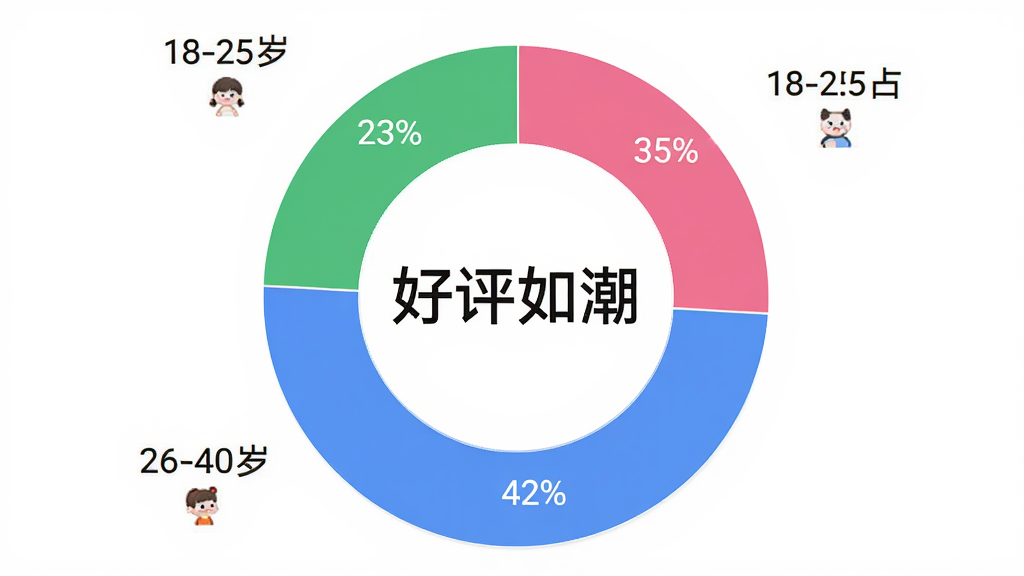 ���ȱ��û�����Ȼ���ͼ�������Ĵ��֡������糱������Ȧ�������ֲ�18-25��ռ35%��26-40��ռ42%��41-60��ռ23%����ɫ�ֱ��÷�ɫ��ɫ��ɫ������Ϊ��ɫ��ͼ��������ִ������ݱ�ǩ���������ʸɾ��޶���Ԫ��