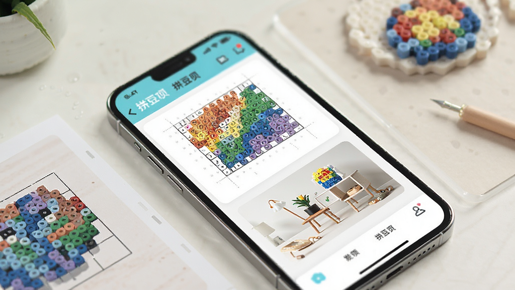 һ��չʾƴ����Ӧ�ú��Ĺ��ܵĳ���ͼ���������ֻ���Ļ�д򿪵�ƴ���½��棬��������ʾ��ɫƴ��ͼֽ�ͳ�Ʒչʾ�������������Ű����룬����ִ���࣬ϸ�ڷḻ�����ʸɾ��޶���Ԫ�ء�