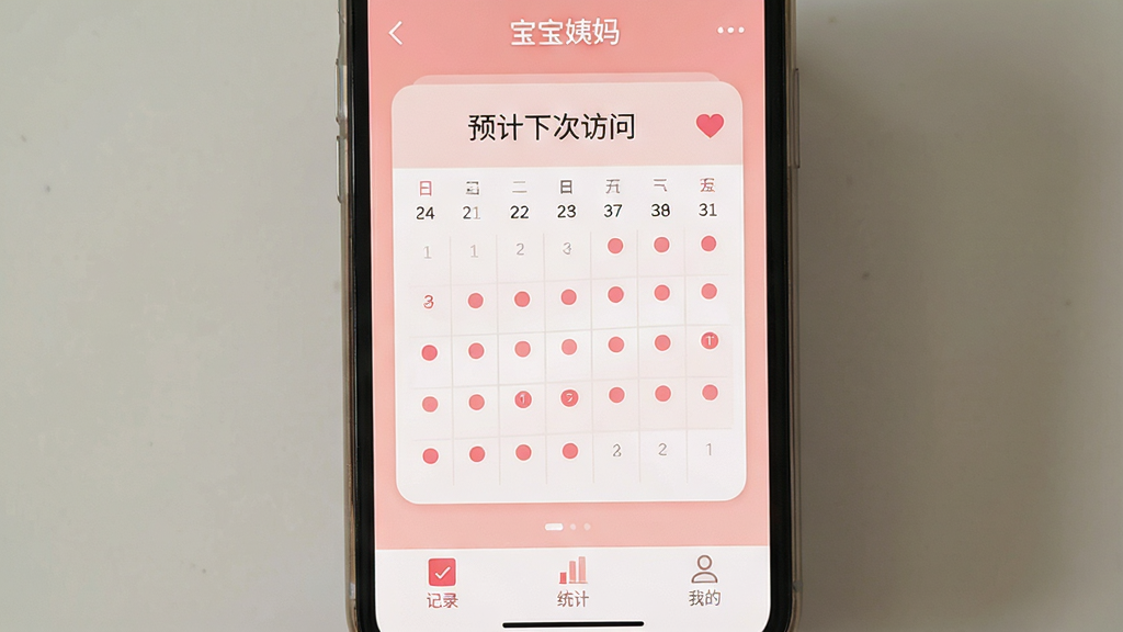 һ���ֻ���Ļ��д����Ļ����ʾ���������衱�����棬��������ů�ķ�ɫΪ��ɫ�����Ϸ������ں͡�Ԥ���´η��ʡ��İ��ı�ʶ���м���һ�������������������з�ɫԲ���ǣ��·�Ϊ����¼����ͳ�ơ����ҵġ������ײ�ͼ�꣬�������ƽ���£��Ű���У����ʸɾ����޶���Ԫ�ء�