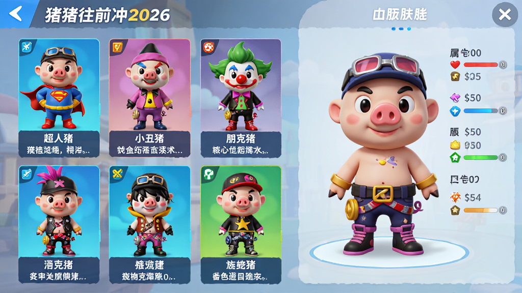 ���壺չʾ��Ϸ�ڽ�ɫƤ��ѡ����档���֣�����Ǵ��Ų�ͬ���ε�
