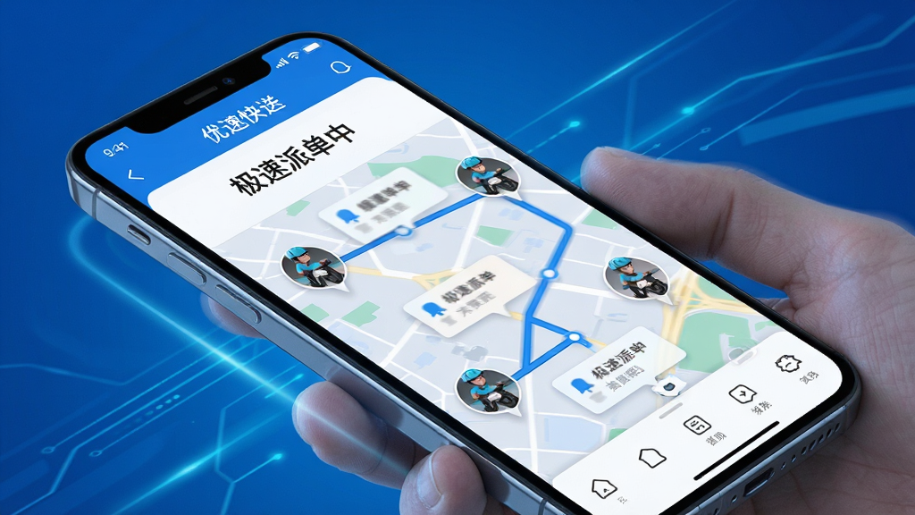 һ�Ŷ�̬Ч��ͼ��������һ���ֻ�չʾ�����ٿ��͡�APP���ɵ����棬��ͼ����ʾ�������ͷ��Ͷ���·�ߣ����ڿ���ƥ����������֣��������ְ����������ɵ��С�������Ƽ���ǿ��������ɫ�����������޶���Ԫ��