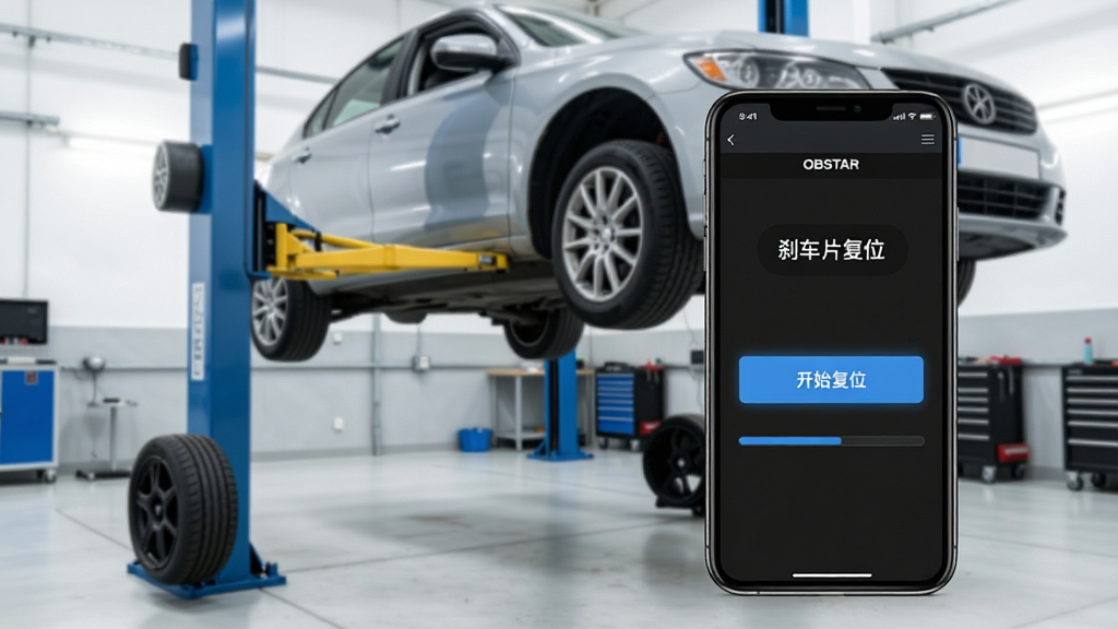 һ��չʾOBDSTAR�������⹦�ܵĲ������棬������һ��������������̧���·���̥�ѱ���ж���ֻ���Ļ��ʾ��ɲ��Ƭ��λ�������������棬��������һ�����Եġ���ʼ��λ����ɫ��ť�ͽ�������������������רҵά�޳��䣬������дʵ�Ҹɾ���ͻ�����������ܵ�רҵ�Ժ�ʵ���ԣ����ʸ��壬�޶������