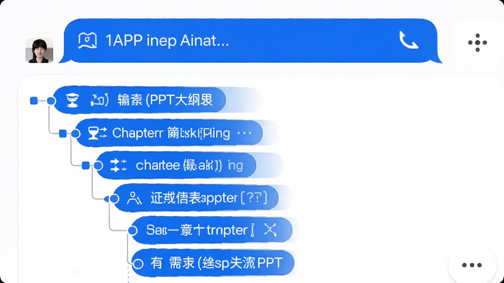 DeepAIPPT���ɵĹ�����ʾͼ��������APP������������Զ����ɵ�PPT����б����Ϸ�������ʽ������·�����״�ṹ��Ŀ¼��٣�ÿ���½��ж�Ӧ��Сͼ�꣬���岼���������Ű�ֱ�ۣ�������ִ����԰�ɫ����������ɫ���������ʸɾ��޶���Ԫ�ء�