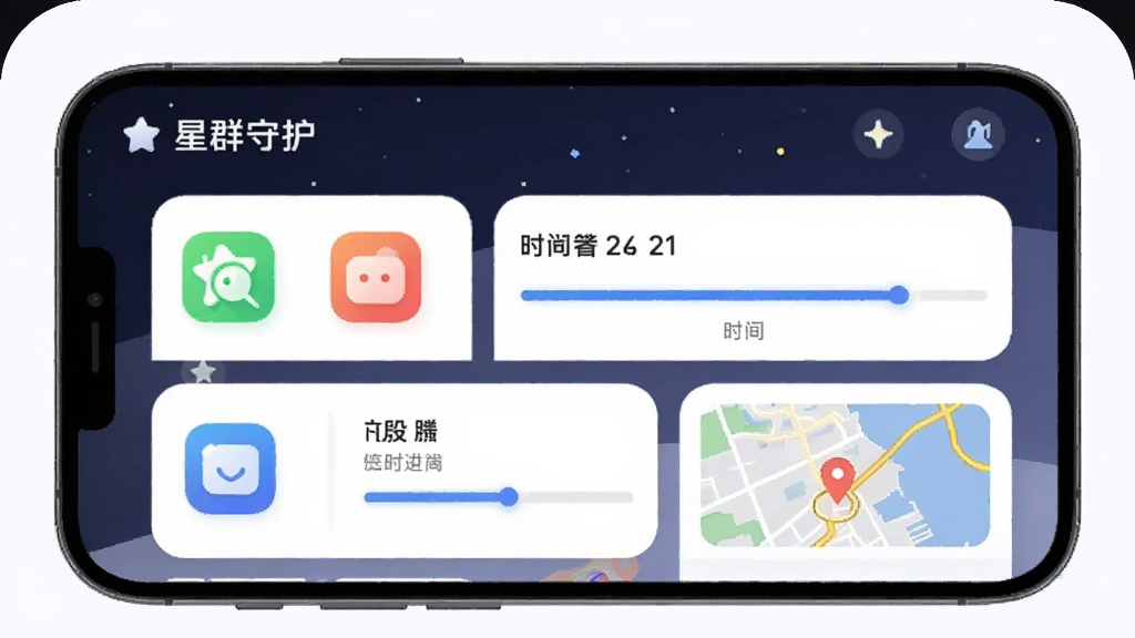 ͼƬչʾ��Ⱥ�ػ��������棬����Ϊһ�������ֻ���Ļ����ʾ����Ⱥ�ػ����Ĺܿ���壬���ֲ��ÿ�Ƭʽ���У�����Ӧ��ͼ�ꡢʱ������������λ��ͼ����ͼ������ִ���ƽ��ϸ��Բ�󣬻��ʸɾ��޶���Ԫ��