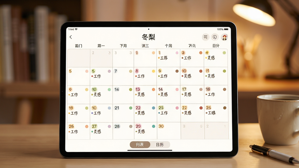 ���壺һ��ƽ����Ժ�����ʾ����Ļ���ǡ����桱App��������ͼ���棬���������в�ͬ��������ʾ�Ų�ͬ��ɫ��СԲ��ͼ������ժҪ�����֣�ƽ��λ�ڻ������룬����Ϊģ����ůɫ�鷿�������Ű棺��������Ϊ��λչʾ�����������������ײ��С��б����͡����������л���ť�������ů�����˷�����ִ�UI��ɫ����͡�ϸ�ڣ������ϵ�һЩСԲ���Ա�ע�š�������������С���С�֣�ƽ���Ҳ����һ�����Ⱥ�һ֧�ʡ����ʣ������ȸߣ�����ɾ��޶���Ԫ�ء�