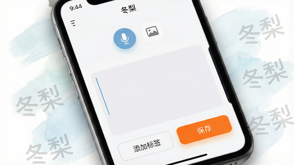 ���壺һ���ֻ���Ļ��д����Ļ����ʾ�����桱App�Ŀ��ټ�¼���棬���涥����һ��Բ�ε���˷�ͼ���ͼƬͼ�꣬�м��ǿհ׵��������������ײ��С����ӱ�ǩ���͡����桱������ť�����֣��ֻ���Ļռ�ݻ������壬�������е��ű������������е�����ˮ�ʱʴ��ۼ����Ű棺����Ԫ�ش�ֱ���У��߼���������ťָʾ��ȷ����񣺸ɾ�����UI��Ʒ��ɫ���԰�ɫ��ǳ��ɫΪ������׺����ɫ��ϸ�ڣ���Ļ�С����桱��ťΪ��Ŀ�ĳ�ɫ��������ů�ĸо�����������Լ�ɼ������桱����ˮӡ�����ʣ�ϸ�����Ļ�ʸУ���Ӱ��ͣ�����ɾ��޶���Ԫ�ء�