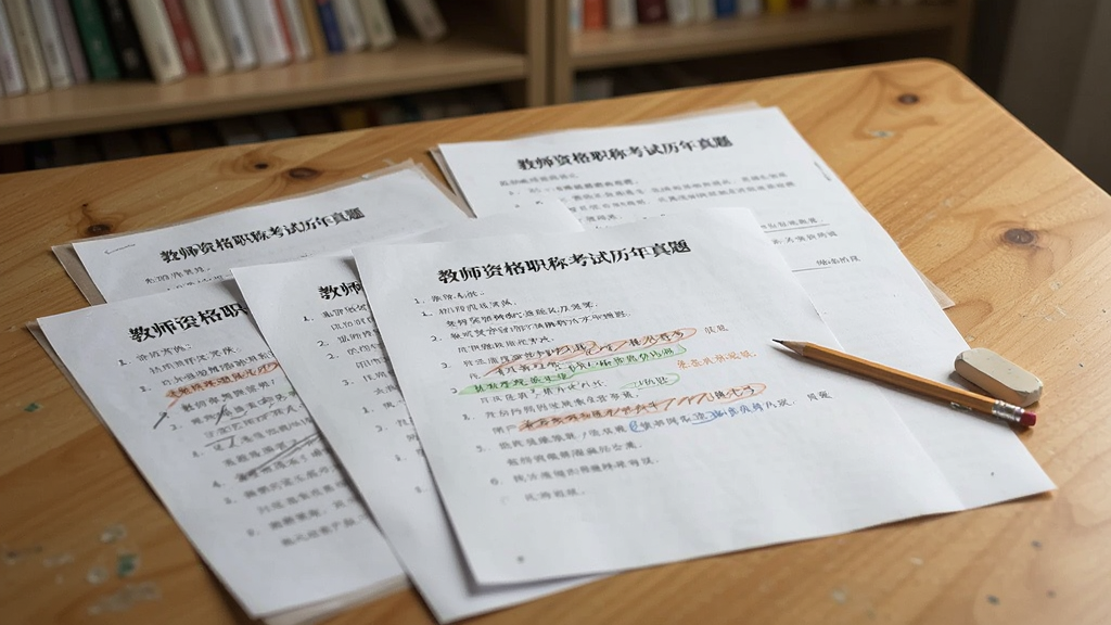 一个木桌面上摊开几份试卷,试卷抬头写着