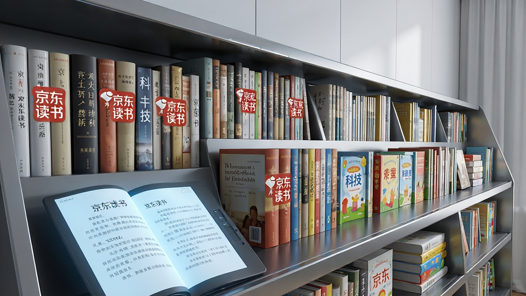 ���壺һ�ſ����ĵ�����ܺ���棬����ϰ��������鼮���鼹�Ͽ��Կ������������顱��Logo��ֽ�����֣����ռ�ݻ������壬�����������죬�γ��Ӿ������ߣ�ǰ����һ��̯���ĵ����飬��Ļ������͵����⡣�Ű棺��ܲ�η�������ͬ�߶Ⱥ���ɫ���鼮�������£��γɷḻ�Ľ���С����дʵ�����ȿƻã���ܲ��ʴ��пƼ��еĹ��󣬱���Ϊ�ɾ����鷿ǽ�ڡ�ϸ�ڣ��鼮���෱�࣬����С˵�����ǡ��Ƽ���ͯ��ȣ�ÿ������鼹ϸ����������������Ļ����ʾ���������顱�������Ķ����档���ʣ������壬��Ӱ��Ȼ��ϸ�ڷḻ���ɾ��޶���Ԫ�ء�