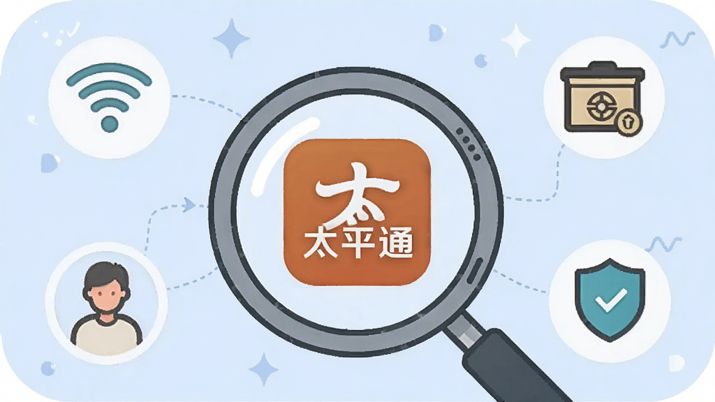 һ�Ź����ֻ�Ӧ��ʹ��ע������Ĳ廭������������һ̨�Ŵ󾵣���Ƭ����ʾ����̫ƽͨ��Ӧ�õ�ͼ�꣬��Χ�����ż���Сͼ�꣬�ֱ����Wi-Fi���á��������桢�û�ͷ��Ͷ��ư�ȫ������Ϊǳ��ɫ����������ˣ���Ϣͼ��ʽ�����ʸɾ����޶���Ԫ�ء�