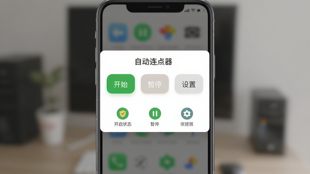 �ֻ������������棬��Ļ����ʾ���Զ��������������������ò˵����С���ʼ��������ͣ���������á�������ť���·���Ȩ�޿���״̬��ͼ�꣬���������������黯��ͻ���������ı���ԣ����ʸɾ����࣬�޶���Ԫ�ء�