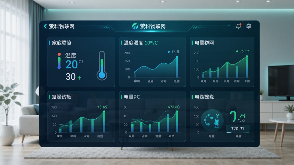 ө��������ʵʱ��ؽ��棬չʾһ����ͥ�������Ǳ��̣������¶ȡ�ʪ�ȡ�����������ͼ��������Ϊ��Լ�Ŀ�������������ɫ�Ƽ����ͼ�����������ݿ��ӻ������ʸɾ��޶���Ԫ�ء�