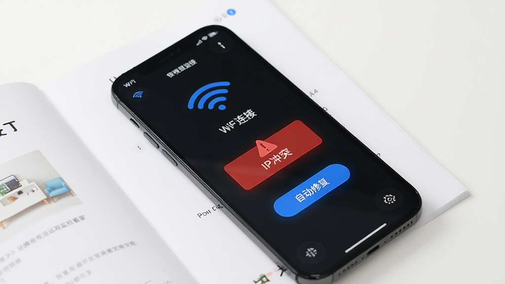 һ���ֻ���������˫��ҹ��Զ�̼�ؿ���App�Ļ��棬��Ļ����ʾWiFi���ӽ����һ����ɫ�����־д�š�IP��ͻ�����Ա�����ɫ��ť���Զ��޸������ֻ��·���һ���򿪵��û��ֲᣬ������ɾ����������ʸɾ��޶���Ԫ�ء�
