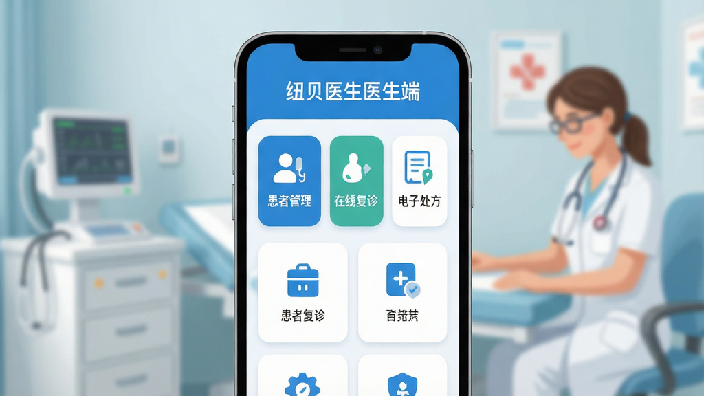 һ��չʾ�����ֻ�����ĸ������ֲ廭���ֻ���Ļ������ʾӦ�������棬����Ϊ��Ŧ��ҽ��ҽ���ˡ���������ҽ�����Ͱ�ɫΪ��ɫ��������������ҽ������̨ģ��ͼ�꣬�硰���߹������������߸���������Ӵ������ȣ����ּ���ִ�����ƽ����Ʒ��ϸ��Բ�󣬱���Ϊ�黯�����һ��������廭�ʸɾ��������޶���Ԫ�ء�