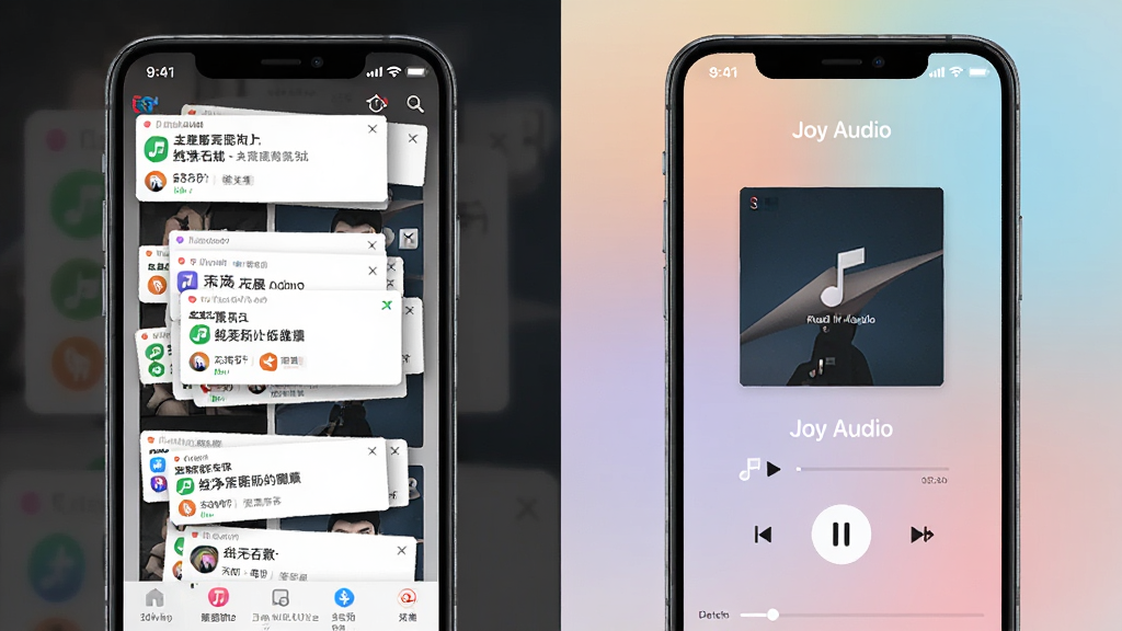 һ���Ա�ͼ������ǲ�����浯������ͨ����App���棬�Ե��������£��Ҳ��ǡ�Joy Audio���ļ�ಥ�Ž��棬ֻ��ר�����桢��������ͼ������ư�ť����������͵Ľ���ɫ�����岼������������ִ���ƽ��ϸ�ڸɾ���ͻ���������޹�桱�ĺ������ơ�