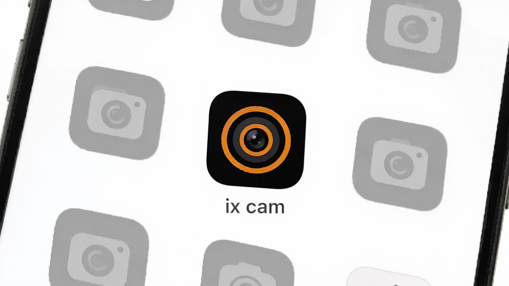 һ���ֻ�����Ľ�ͼ��������һ����Ϊ��ix cam����Ӧ��ͼ�꣬ͼ����Ƽ򵥣���һ����ɫ�������ͷ�������ֻ�����������Ӧ��ͼ�궼���ڻ�ɫ״̬��ֻ�С�ix cam��ͼ���ǲ�ɫ�ģ�ͻ����ʾ�������������ص㣬���汳���Ǹɾ��Ĵ���ɫ�����ּ�࣬���ʸɾ����޶���Ԫ�ء�