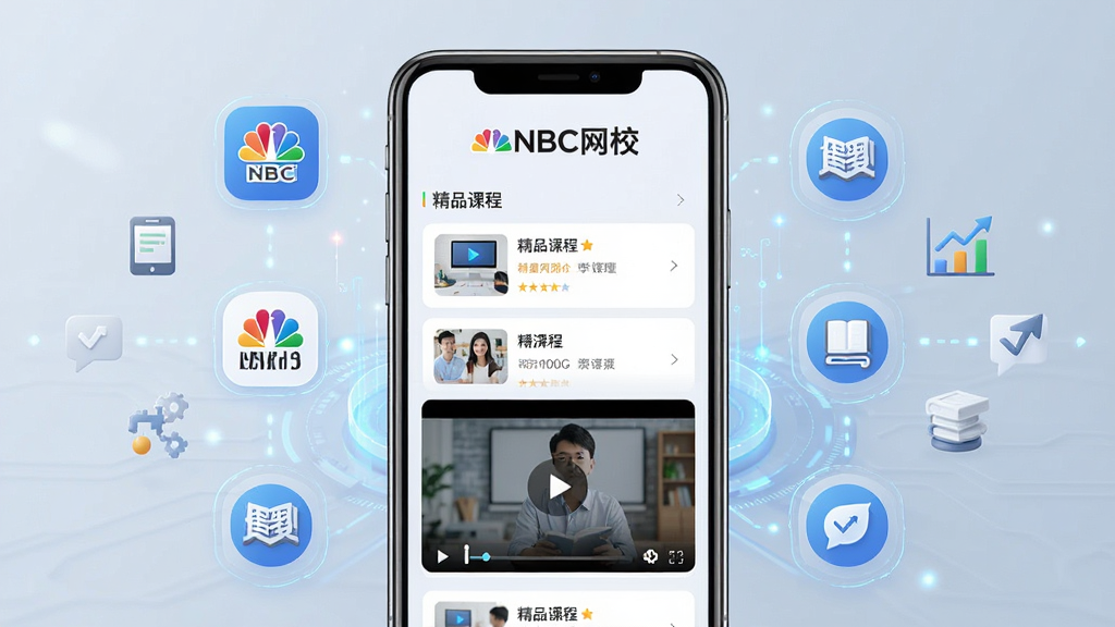 һ��չʾNBC��У���Ĺ��ܵ��������Ӿ�ͼ���������ֻ�����չʾ��������NBC��У��Ʒ��Logo����Ʒ�γ��б���������Ƶ���Ż��棬���ֲ����ֻ����С���Χ���ƿγ�ͼ���֪ʶԪ�أ��Ű����������ִ���Լ��ϸ��ע�ؿƼ�����ѧϰ��Χ�����ʸɾ��޶���Ԫ��
