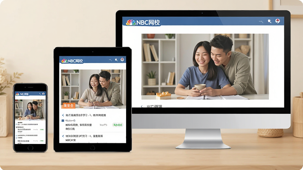 һ��չʾNBC��У�ڲ�ͬ�豸��ʹ�õĳ���ͼ���������ֻ���ƽ��͵��Բ��Űڷţ�����Ϊ��̨�豸ͬʱ���š�NBC��У���γ̻��棬�����ܰ�����ϸ��ͻ�����ͬ��ѧϰ���ܣ����ʸɾ��޶���Ԫ��