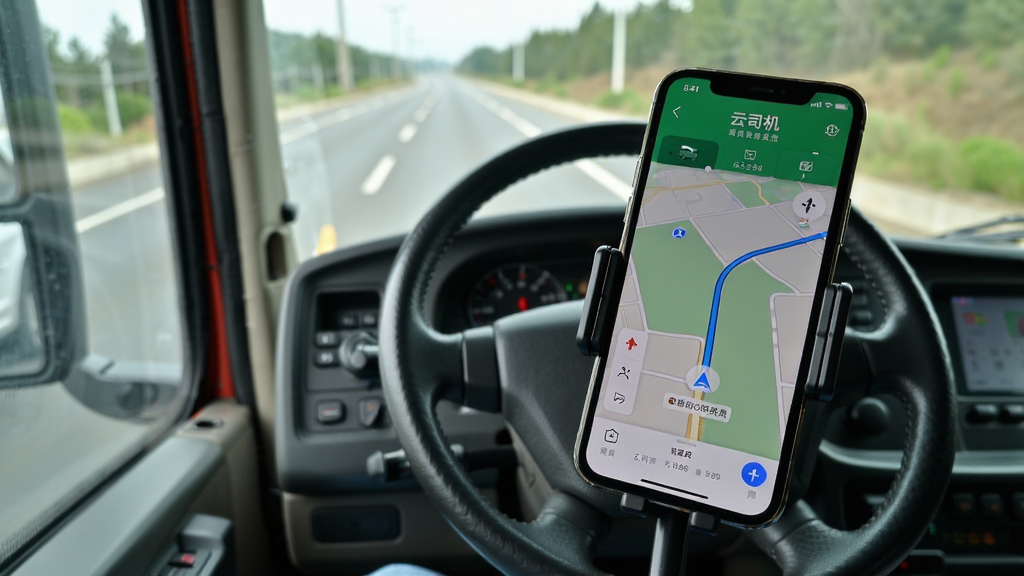 һ���ֻ�APPʹ�ó���ͼ�������ǡ���˾����APP�ڻ�����ʻ���е�ʵ��ʹ�û��棬��б�Ƕ����㡣�ֻ��̶���֧���ϣ���Ļ��ʾ������ͼ�������Ƿ����̺�ǰ���ĵ�·����Ƭ���дʵ��ɫ����Ȼ��ͻ��APP��ʵ���������ܣ����ʸɾ��޶���Ԫ�ء�