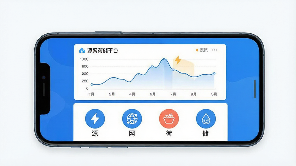 һ��չʾ�����ֻ���Ļ�ĸ���ͼ����Ļ��������ʾ��Դ���ɴ�ƽ̨��App�������棬���岼��������Ϊ��ɫ���������С�Դ���ɴ�ƽ̨���������в��ǵ����õ縺������ͼ���·��ǡ�Դ���������������ɡ����������ĸ�����ģ���Բ��ͼ�꣬�������ִ���ƽ�����ʸɾ����޶���Ԫ��