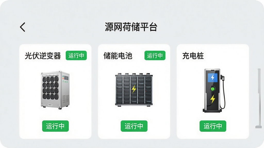 һ��չʾ��Դ���ɴ�ƽ̨��App�豸����ҳ����ֻ���ͼ��ҳ������ʾ�������������������ܵ�ء��������׮�������豸��Ƭ��ÿ����Ƭ�϶�����ɫ�ġ������С�״̬��ǩ������Ϊǳ��ɫ���������ִ���࣬���ʸɾ����޶���Ԫ��