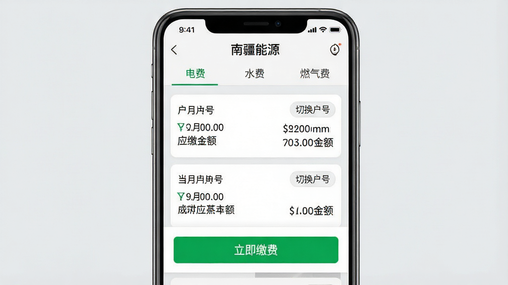 һ���ֻ���ͼ���Ĺ���ʾ��ͼ��չʾ���Ͻ���Դ��App�ڵ��˵��б�ҳ�棬�����С���ѡ�����ˮ�ѡ�����ȼ���ѡ�������ǩҳ���в��ÿ�Ƭ��ʽչʾ������ŵĵ���������Ӧ�ɽ���Ƭ���Ͻ��С��л����š���ť���ײ�����Ŀ�ġ������ɷѡ���ɫ��ť������Ϊǳ��ɫ��������Ϣ�㼶������������ˣ����ʸɾ��޶���Ԫ�ء�