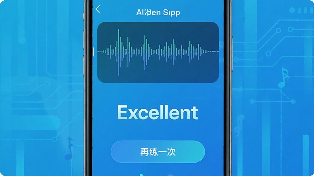 չʾ��ȤӢ��App��AI��������ҳ�棬ҳ���Ϸ��в���ͼ��ʾ�������м��ǡ�Excellent�������������·��С�����һ�Ρ���ť��������ε��ɫ�������Ƽ��ִ�������������