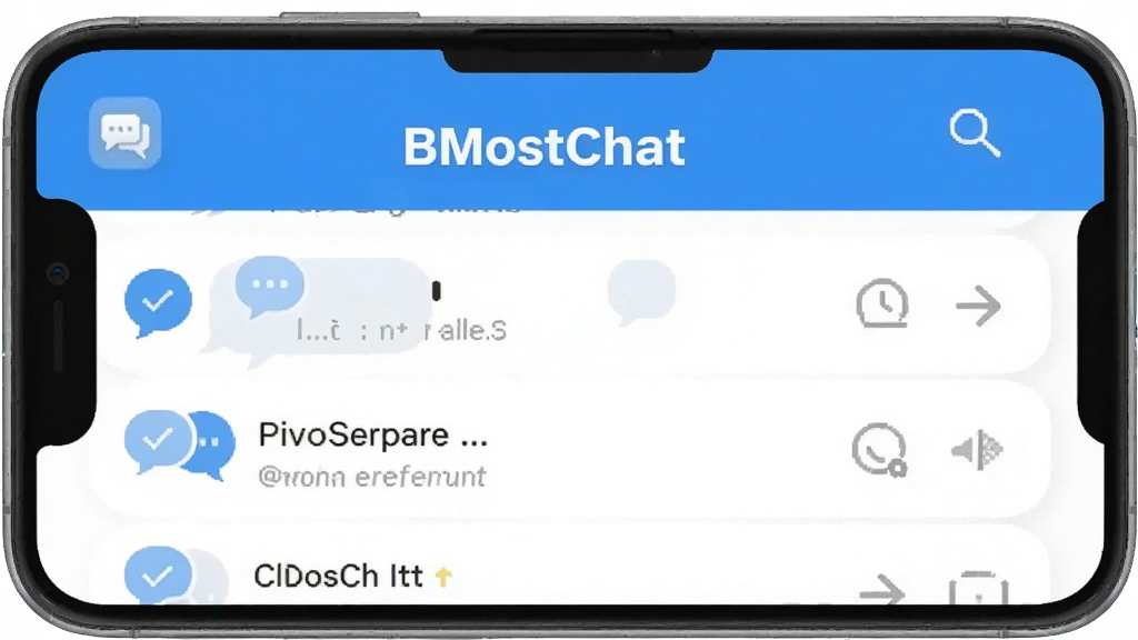һ��չʾBMostChatӦ����������ֻ���ͼ������������Ϊ��ɫ����������ʾ��BMostChat���������·��Ǽ�������Ի��б������������ִ�����ƽ����ƣ�ϸ��Բ�󣬻��ʸɾ��޶���Ԫ�ء�
