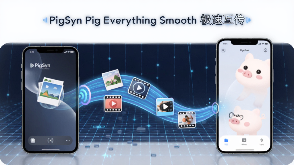 һ��չʾ PigSyn Pig Everything Smooth ���豸�������ܵ�ͼƬ���������������ֻ����Űڷţ��м���һ��������������ӣ���������������Ƭ����Ƶ��ͼ�꣬�����ǿƼ��е���ɫ���񣬷���ִ������ʸɾ��޶���Ԫ�أ�ͼƬ�д������֡�PigSyn Pig Everything Smooth ���ٻ�������