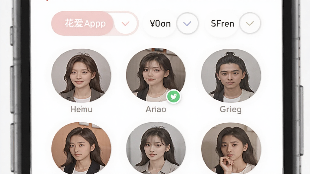 һ��AI���ɵ�ͼƬ�������ǡ�������App�ĸ������˽��棬�����Ƕ�����ʾ����ɸѡ�����м����û�ͷ�������Ű�����������Ǳ�ƽ����ƣ�ϸ��Բ�󣬻��ʸɾ����޶���Ԫ��