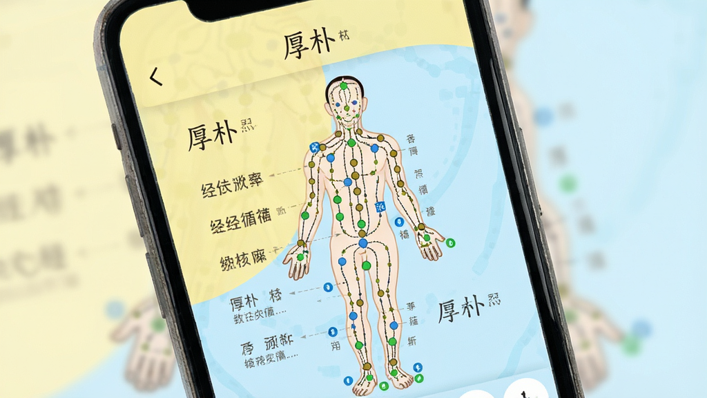 һ��չʾ����App����Ѩλҳ���ͼƬ���ֻ���Ļ����ʾ���徭��ѭ��ͼ��Ѩλ��Բ���ע���Ա�������˵���������ǵ���ɫ��ǳ��ɫ���䣬����������ֱ�ۣ����ֱ�ע�����ӡ�