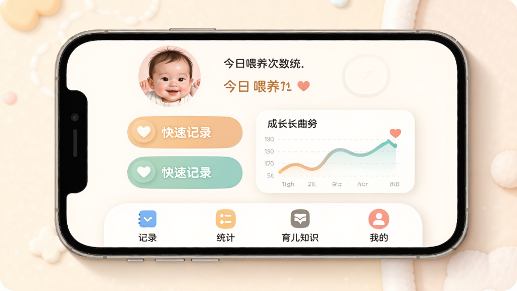 ������App������չʾ��������һ���ֻ���Ļ���棬����Ϊ������ʾ����ͷ��ͽ���ι������ͳ�ƣ��м��ǿ��ټ�¼��ť�ͳɳ�����ͼ���ײ�Ϊ��¼��ͳ�ơ�����֪ʶ���ҵ��ĸ�ѡ����Ű�ɾ����࣬�����ܰ�ɰ���ϸ��Բ����ͣ����������������޶���Ԫ��