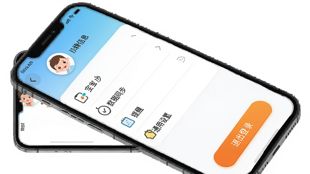 ������App������ҳ�棬�������ֻ���Ļ���棬����Ϊ������ʾ�˺�ͷ����ǳƣ��м��Ǳ�����Ϣ������ͬ�����������á�ͨ�����õ�ѡ���б����ײ�Ϊ�˳���¼��ť���Ű���������������ʵ�ã�ϸ��ͼ��ͳһ�����ʸɾ��޶���Ԫ��