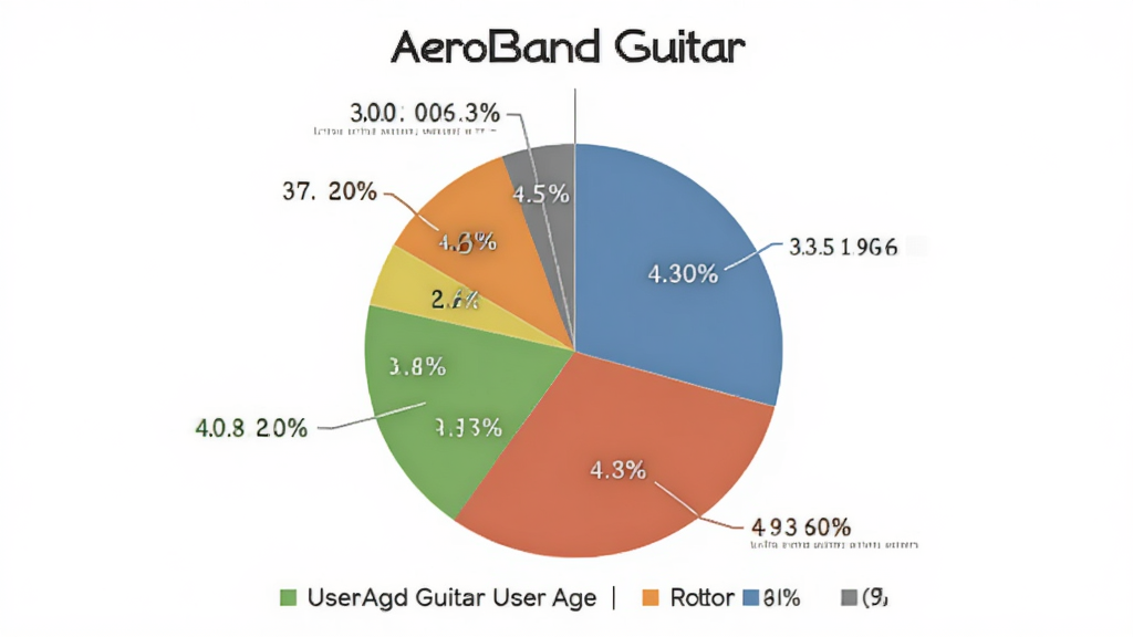 һ��չʾAeroBand Guitar�û�����ֲ���״ͼ��ͼƬ��ͼ��������ʾ�������ռ�ȣ������Ǽ��İ�ɫ������ִ����ݿ��ӻ������ʸɾ���ͼƬ�д������֡�AeroBand Guitar��