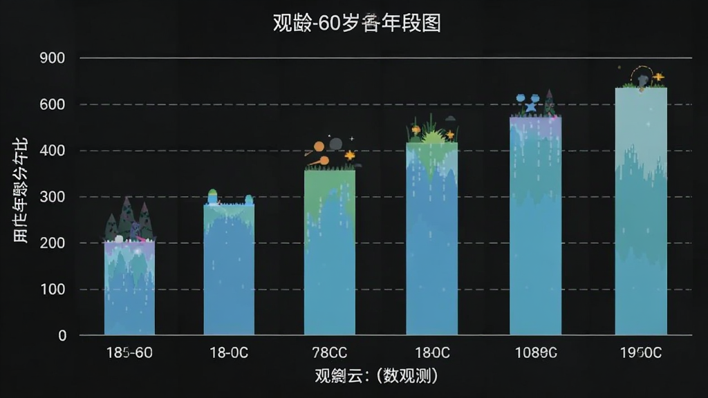 观测云 用户年龄分布柱状图 显示18-60岁各年龄段占比 数据可视化 简洁图表