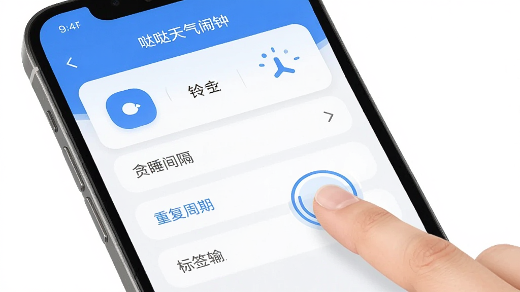 �������������������ý��棬����չʾһ���ֻ���Ļ�����������ӱ༭ҳ�棬������ѡ��̰˯������ظ����ڡ���ǩ�����ѡ����沼����������ťԲ����ɫ����ɫ�Ͱ�ɫΪ�����Ա�����ָ�����Ļ��ʾ�⶯���������ʵ�ã����ʸɾ��޶���Ԫ��