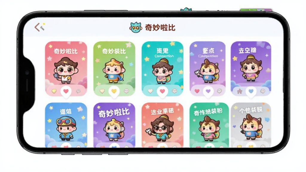 �ֻ���Ļչʾ���������ȡ�App�ĸ��Ի�װ����棬�������ж�����ɫ�����⿨Ƭ�Ϳɰ���ɫ��������չʾ�����ͨ���ã��������������ʸɾ��޶���Ԫ�ء�