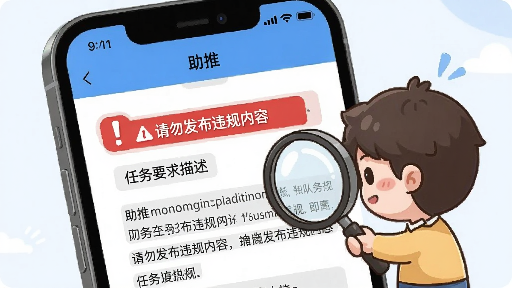 һ���ֻ���Ļ��ͼ��չʾ�����ơ�App�����񷢲�ҳ�棬�Ա��и���ͨ�������ŷŴ��ڿ�������Ҫ�������������������к�ɫ�ĸ�̾����ʾ�����𷢲�Υ�����ݡ������ʾ����������