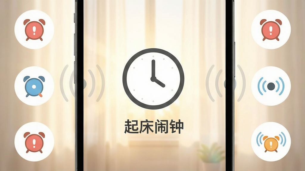 һ���ֻ���Ļ��д����Ļ������ʾһ����Լ��Բ��ʱ��ͼ�꣬ͼ���·�д�š������ӡ��ĸ��֣��������峿����͸����������͹��Σ�������Χɢ���Ų�ͬ������������ͼ����񶯲��ƣ����岼�ָɾ���ˬ����ƽ����Ʒ��ϸ��Բ�󣬻��������޶���Ԫ��