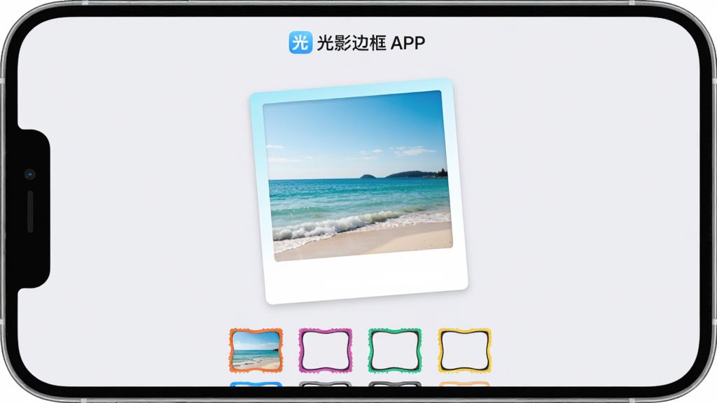 ��Ӱ�߿�APP������չʾ���ֻ���Ļ���У���Ļ����ʾһ�����պ��߷羰��Ƭ����Ƭ���������˵���ɫ����߿�Ͱ�ɫ�����õױߣ��·�������һ�Ų�ɫ�߿�����ͼͼ�꣬���汳��Ϊǳ��ɫ�������й�Ӱ�߿�APP���ֱ�ʶ�����������¼�Լ��ϸ��Բ�󣬻��ʸɾ��������޶���Ԫ��