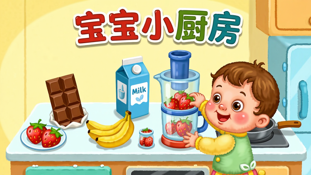 ����С�������ɴ���ģʽ���棬��ͨС����վ��һ������ʽ��������̨ǰ��̨���ϰ����˸���ʳ�ĺͳ��ߣ��в�ݮ���ɿ������㽶��ţ�̺С�ե֭���ͳ�����С�������ڰѲ�ݮ�Ž�ե֭���������������������ֱ���С���������ڻ����Ϸ����������������ʸɾ��޶���Ԫ��